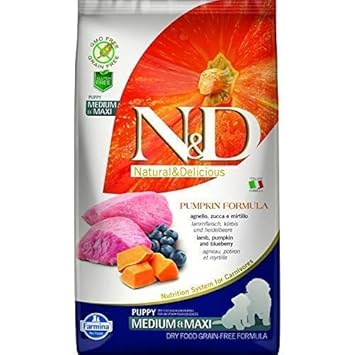 Farmina NandD Grain Free Pumpkin Lamb and Blueberry Puppy Food, 12 kg (Medium and Maxi)