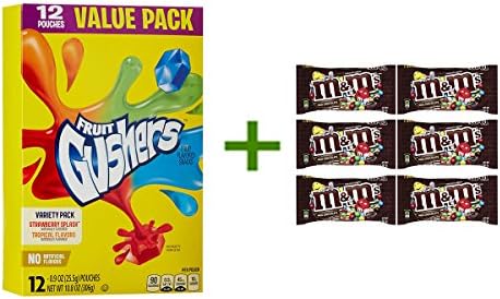 Fruit Gushers Fruit Snacks, Variety Pack 10.8 oz 12 ct, M&amp;M MILK CHOCOLATE 6/1.69oz