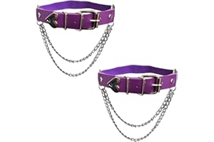 Lockban Adjustable Heart-Shaped Thigh Garter 2 Pieces Punk Leather Garter Belts Leg Garter