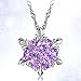 Women Girls Elsa Frozen Crystal Snowflake Necklace Purple Pendant for Gift