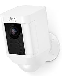 Ring Spotlight Cam Battery HD Security Camera with Built Two-Way Talk and a Siren Alarm, White, Works with Alexa