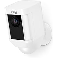 Ring Spotlight Cam Battery HD Security Camera with Built Two-Way Talk and a Siren Alarm, White, Works with Alexa