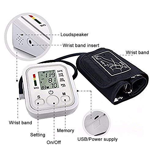Blood Pressure Monitor Automatic Digital Upper Arm BP Cuff, 99-Reading Memory, 2-Users Mode, Speaker,Large LCD Display-Universal Cuff Size (M)