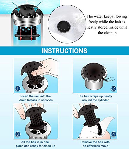 Plunack Drain Protector Hair Catcher, Hair Strainer, Flexible Snare, Sink Drain Protectors Hair Catchers for Bathtubs and Sinks, 2 Pack (Gray) - Thumbnail 3