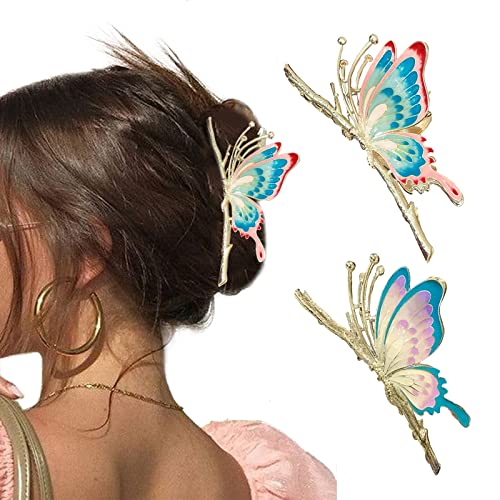 Early 2000s Claw Clip 2000s Butterfly Clips Hairstyle Colorful