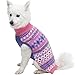 Blueberry Pet Vivid Tone Sweet Winter Bloom Designer Pullover Dog Sweater with Heart in Carnation Pink and Sheer Lilac, Back Length 12