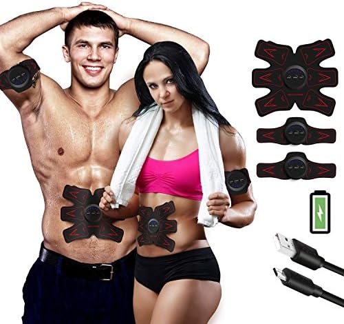 Subok ABS STIMULATOR Rechargeable Abdominal Muscle Toner Trainer - Portable Toning Belt Ultimate AB Stimulator for Men &amp; Women (Black)
