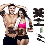 Subok ABS STIMULATOR Rechargeable Abdominal Muscle Toner Trainer - Portable Toning Belt Ultimate AB Stimulator for Men & Women (Black)