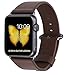 JSGJMY Apple Watch Band 42mm Men Brown Genuine Leather Strap Replacement Watchbands with Black/Space Grey Metal Clasp for iWatch Series 3,Series 2,Series 1,Sport,Edition