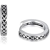 Mens Hoops Earrings Celtic Earrings 925 Sterling Silver Black Earrings Sleeper Earrings Birthday Gifts for Men Women