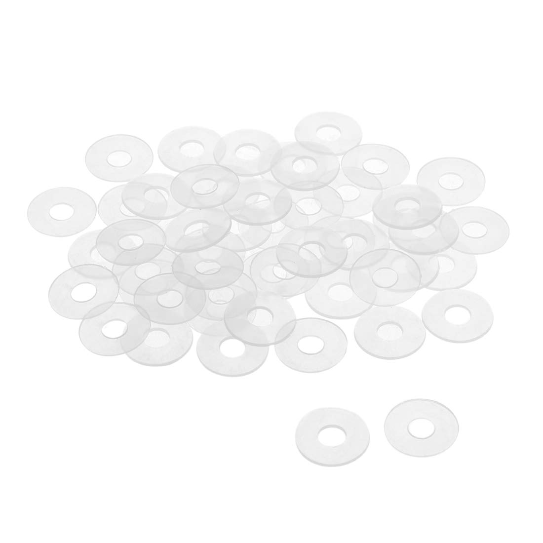sourcing map Nylon Flat Washers M6 18mm OD 6mm ID 0.9mm Thickness Sealing Gasket for Faucet Pipe Water Hose, Clear, Pack of 50