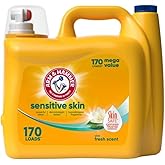 ARM &amp; HAMMER Sensitive Skin Plus Fresh Scent Liquid Laundry Detergent | Dermatologist Tested Formula, Hypoallergenic and Dye Free, 170 Loads, 170 fl oz