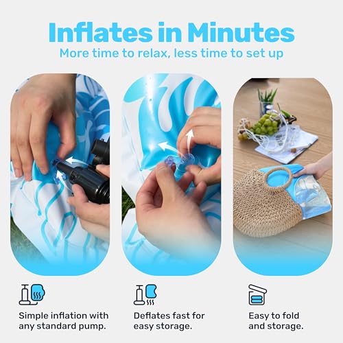 SLOOSH Inflatable Pool Floats, Recliner for Adults, Pool Float with Adjustable Backrest, Floating Chair with Cup Holder and Footrest for Summer Pool Party