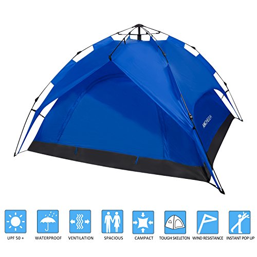 ANCHEER Portable 2 Person Camping Tent for Kids & Adults - Waterproof Pop Up Backpacking Camping Dome Tent for Outdoor Sports - Beach Hiking Fishing (Blue)