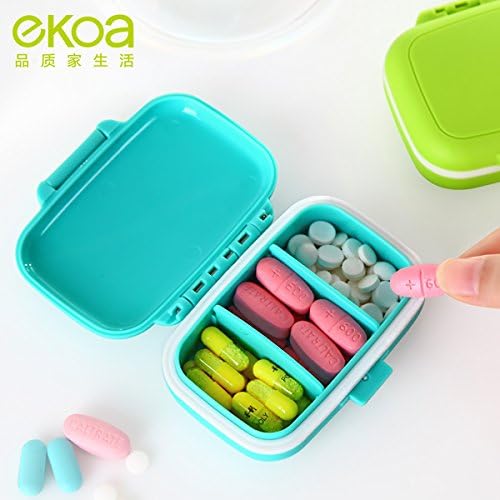 3 Compartments Plastic Pills/Vitamins Organizer Box (Blue)