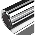 One Way Window Film, Privacy Mirror Reflective Unidirectional Fluoroscopy Tint, Sun UV Ray Blocking Heat Control Glass Cover, Cling Non Adhesive Tinted for RV Covering Casa Black-Silver 17.5 x 59 Inch