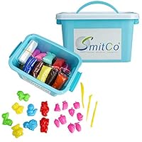 SMITCO Air Dry Modeling Clay for Kids - 36 Colors in 20 Gram Bags - No Crumbling, Non Hardening, Ultra Light Foam Craft Kit for Molding and Slime with 2 Mold Sets, 1 Tool Set in Tub for Storage