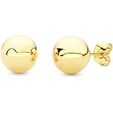 14k REAL Yellow Gold 3mm, 4mm, 5mm, 6mm, 7mm, 8mm Ball Stud Earrings with Push Backs
