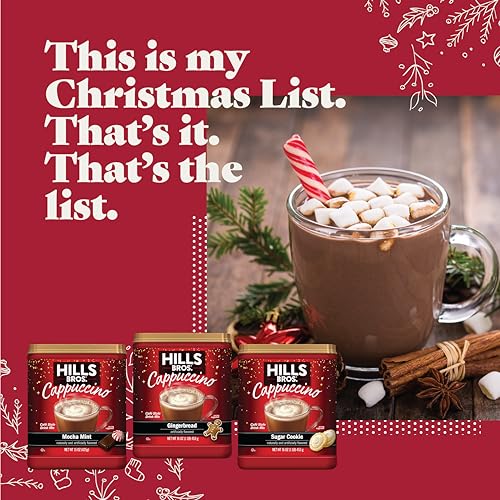 HILLS BROS. CAPPUCCINO MIX – RICH, FROTHY COFFEEHOUSE-TASTING INSTANT DRINK MIX – QUICK AND EASY PREPARATION – PERFECT FOR HOT & ICED DRINKS & CREAMING COFFEE – GINGERBREAD, 1 PACK OF 16OZ