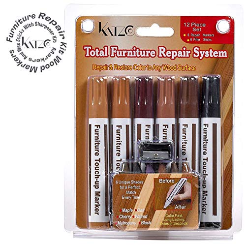 Furniture Repair Kit Wood Markers Set Of 13 Markers And Wax Sticks With Sharpener Kit, For