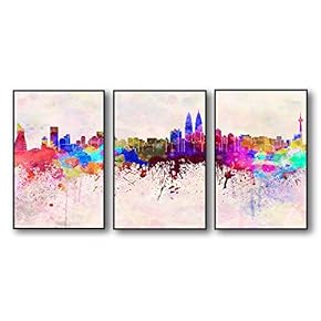 3 Piece Framed Canvas Home Artwork Decoration City Splash-Ink Painting Canvas Wall Art for Living Room, Bedroom - 16"x24"x3 Panels