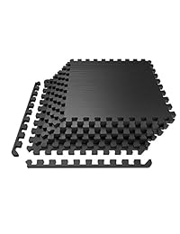 LEVOIT - Esterilla para ejercicios de puzle, baldosas entrelazadas de espuma EVA premium, suelo protector para equipos de gimnasio y cojines para entrenamientos, 24 pies cuadrados (6 baldosas, 12 bordes)