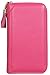Easyoulife Credit Card Holder Wallet Womens Zipper Leather Case Purse RFID Blocking (Rose)