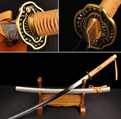 Katana Handmade Japanese Sword Damascus Folded Steel&Hand fine polished Full tang blade.