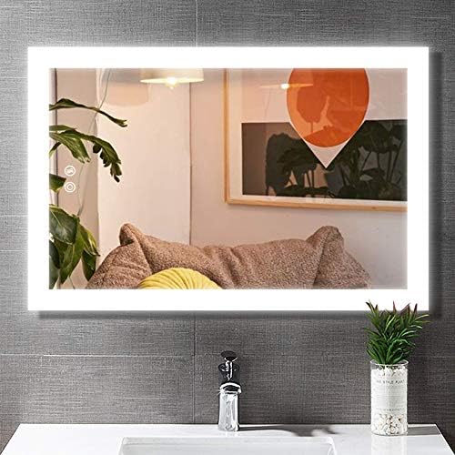 sunzoom Bathroom Smart Backlit Lighted Mirror with Defogger and Touch dimming Switch, Very Light