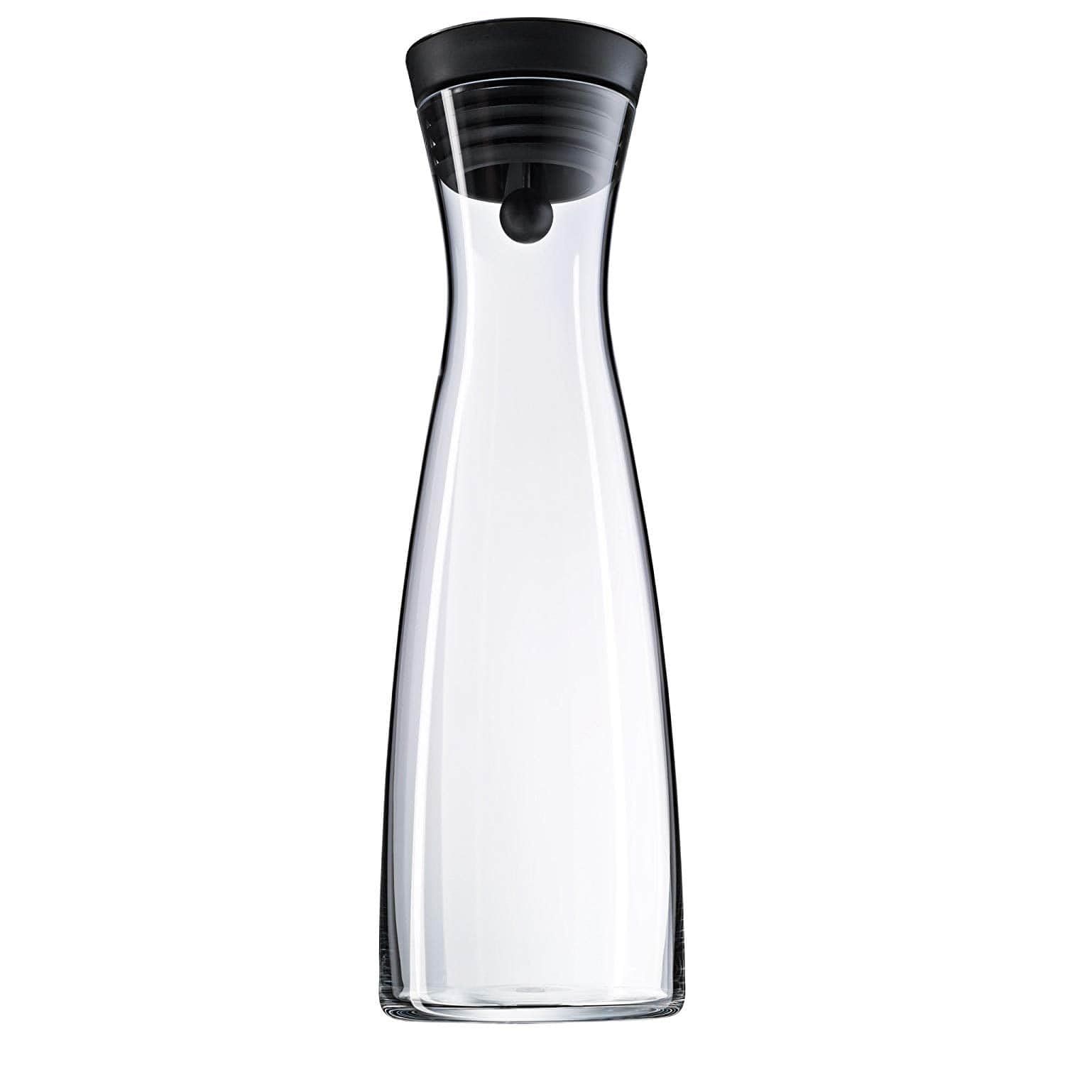 WMF Close-Up Stopper Glass Cromargan Basic Water Decanter, Black, Height 32.7 cm, 1.5 Litre