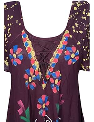 Women's Sundress Floral Tie-Dye Flare Hem Swing Umbrella Dresses S/M