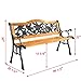 50'' Patio Park Garden Bench, Weather Proof Porch Path Chair, 470BLS Bearing Capacity Outdoor Furniture with Wood Frame, Rugged Durable Cast Iron Structure