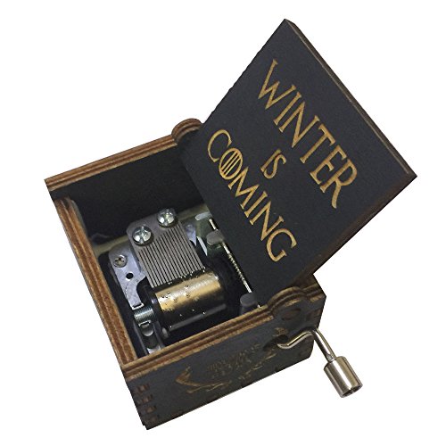 Game of Thrones Music Box Hand Crank Musical Box Carved Wooden,Play The Theme Song of Game of Thrones,Black - Thumbnail 3