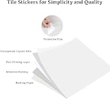 Hode White Tile Stickers 24 pcs 15x15cm Self Adhesive Waterproof Glossy view 2