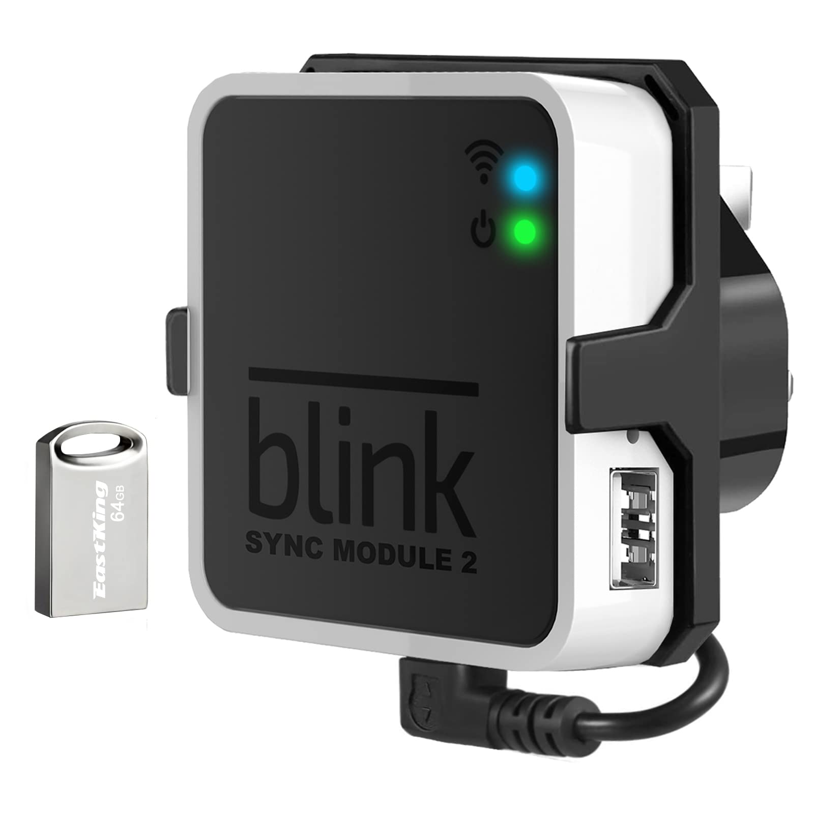 64GB USB Flash Drive and Outlet Mount for Blink Sync Module 2, Save Space and Easy Move Mount Bracket Holder for Blink Outdoor Blink Indoor Security Camera System (Black)