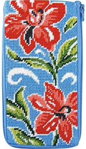 Alice Peterson Stitch & Zip Eyeglass Case Needlepoint Kit- Red Floral