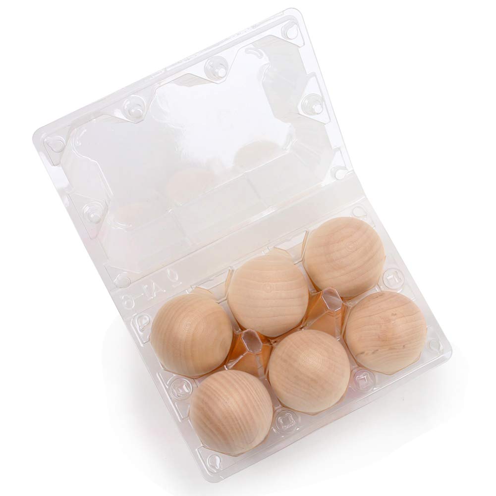 DomeStar Easter Wooden Egg, 6PCS 2.5inch Unpainted Wood Eggs