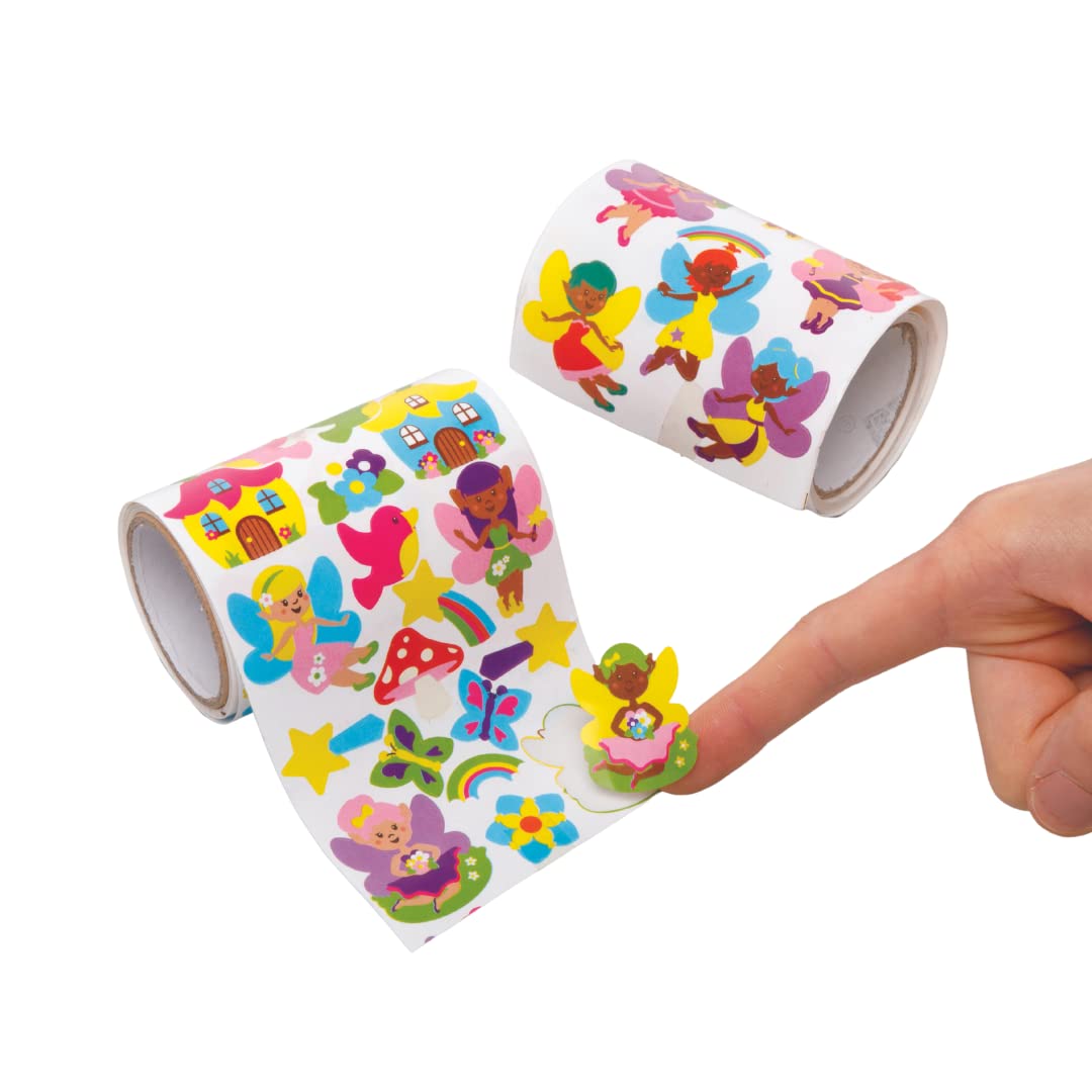 Baker Ross AX926 Fairy Sticker Rolls - Pack of 600, Kids Stickers, Ideal for Children's Arts and Crafts Projects, Great for Card Making and Scrapbooking