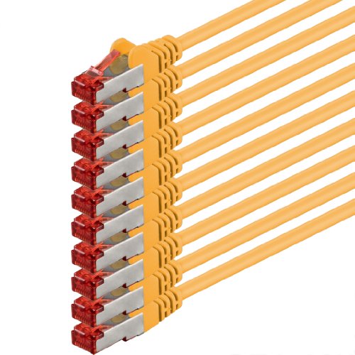 1aTTack.de 10x 10m Cat6 Cat.6 Ethernet-Kabel Cat 6 Netzwerk-Kabel Patch-Kabel RJ45 SFTP - Gelb