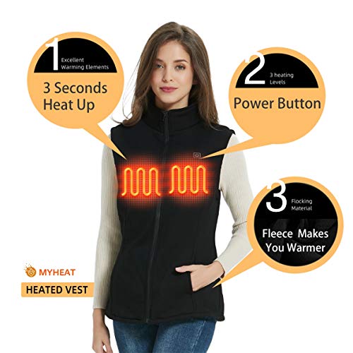 Heated Vest Power Bank Women, Insulated Electric Vest Fleece Black 16