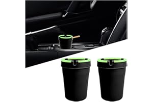 Mandark Car Ashtray, 2PCS Glow In The Dark Smokeless Self-Extinguishing Vehicle Cigarette Trash Can, Smellproof Portable Automotive Ash Holder Organizer, Universal for Truck Home Office (Black)