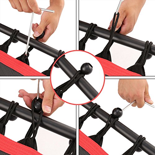 Fashine Fitness Trampoline Bungee-Rope-System with Adjustable Handlebar, Portable Foldable Durable Safe Trampoline(US STOCK) (Red)