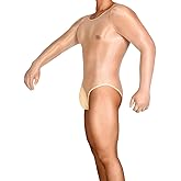 EHSUYAB Sexy Shiny Mens Lingerie, Cheeky Hook Crotch Muscle Suit, Mesh Leotard Rave Bodysuit Top Club Outfits