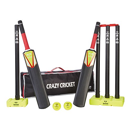 [- Crazy Cricket Set - Junior, 1 x Size 3 and 1 x Size 5 Bat, Kwik, Quick, Beach, Park - Suitable f
