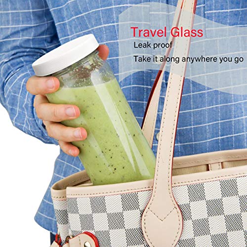 Bedoo 12 Pack Glass Juicing Bottles Jars 16 oz, Glass Juice Bottles for