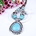 Qiyun Tibet Silver Blue Turquoise Stone Pendant Wooden Beaded Necklace Earrings Set