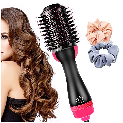 Kuke Hot Hair Brush 4 in 1 One-Step Hot Air Comb Volumizer Hot Air Brush Infrared Negative Ion Hair Dryer Two Hair Rings Set