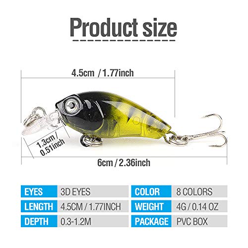 DONQL Angelköder Set Elritze Köder Kit Wobbler Crankbaits mit Haken Hard Popper Köder für Salzwasser Süßwasser Forellen… – Bild 4