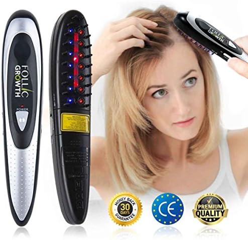 Laser Treatment Electric Massage Comb with Infrared Light and Vibration Therapy. Stops Hair Loss, encourages Hair Regrowth, Hair Thickening & Strengthening