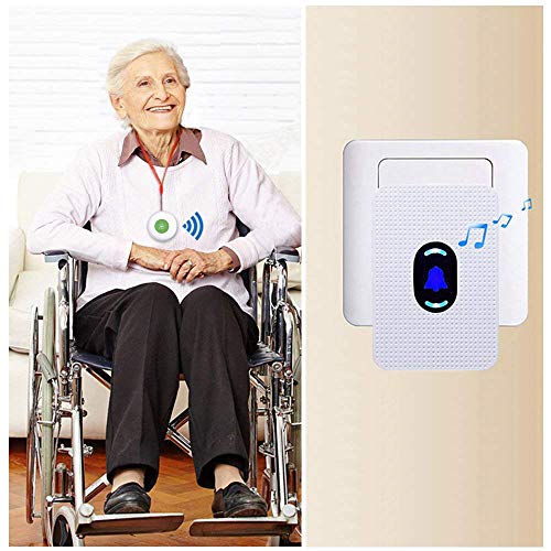 DAYTECH Wireless Caregiver Pager in Home Alert System Call Button for Elderly Patient Seniors Personal Nurse Attendant 2 Receivers+2 Emergency Transmitters